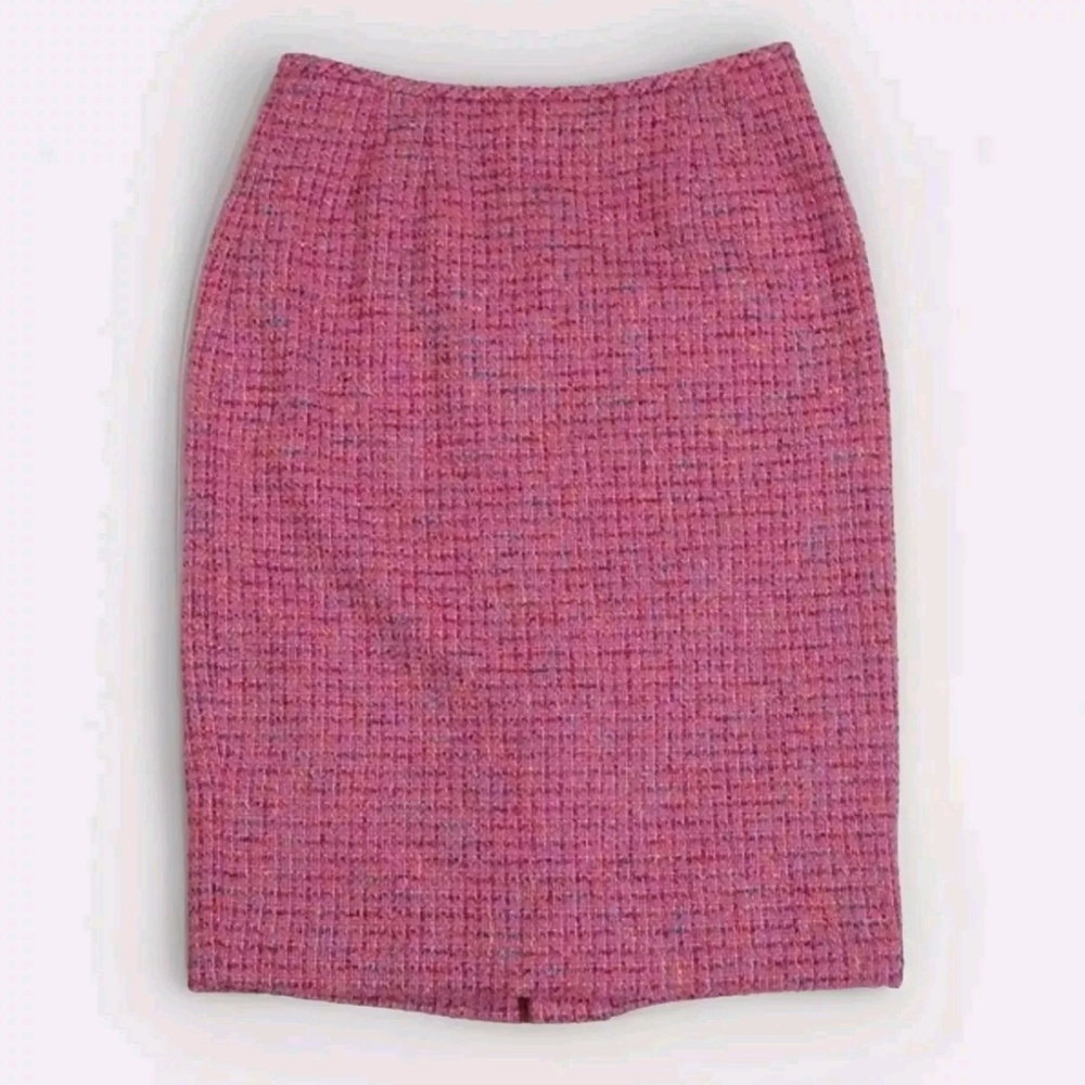 Albert Nipon Pink Tweed Pencil Skirt Size 10 High Waist Classic Elegant Workwear